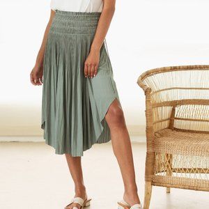 Modern Citizen Pleated Smocked Sage Green Skirt